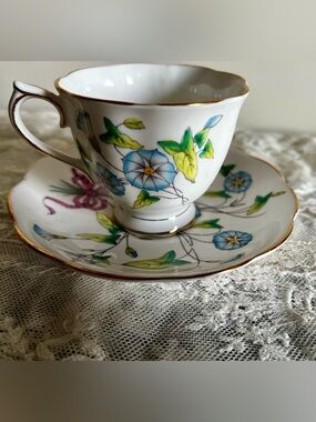 Royal Albert Morning Glory Teacup and Saucer September Flower Of The Month